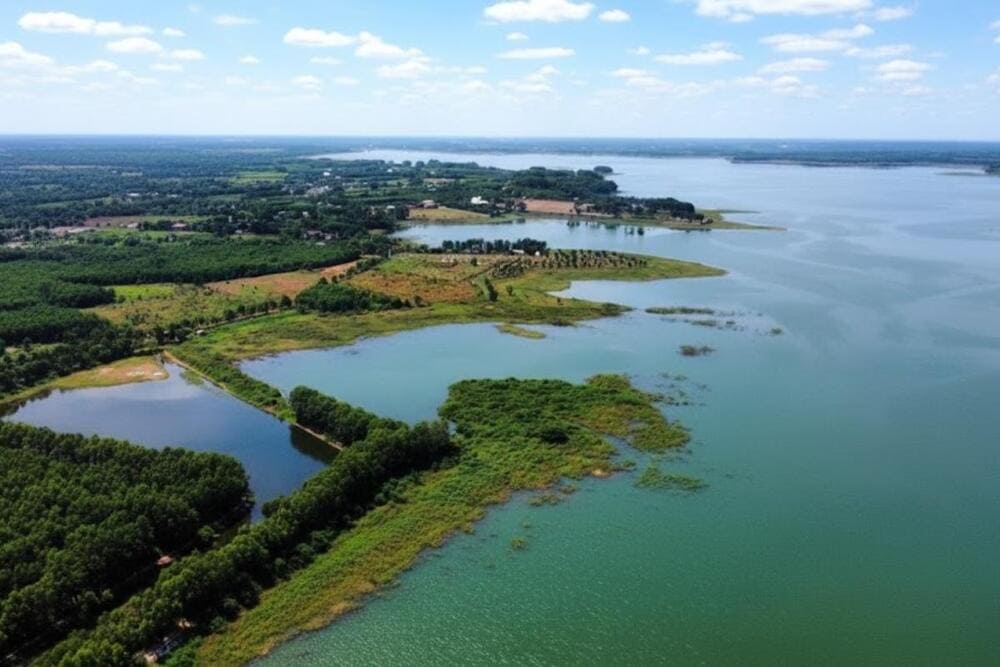 Hồ nước nh&acirc;n tạo trong xanh, nổi tiếng với khung cảnh ho&agrave;ng h&ocirc;n v&agrave; cắm trại b&ecirc;n bờ.